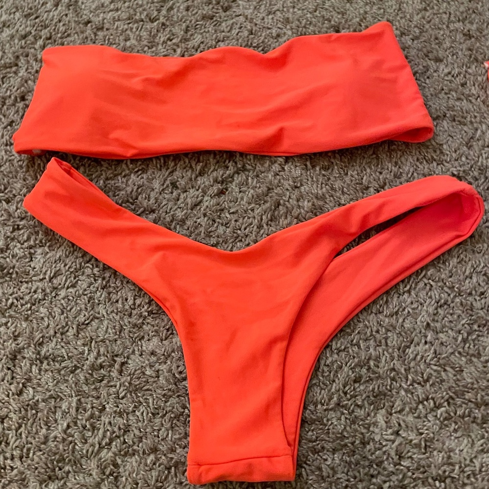 hot orange bandeau bikini